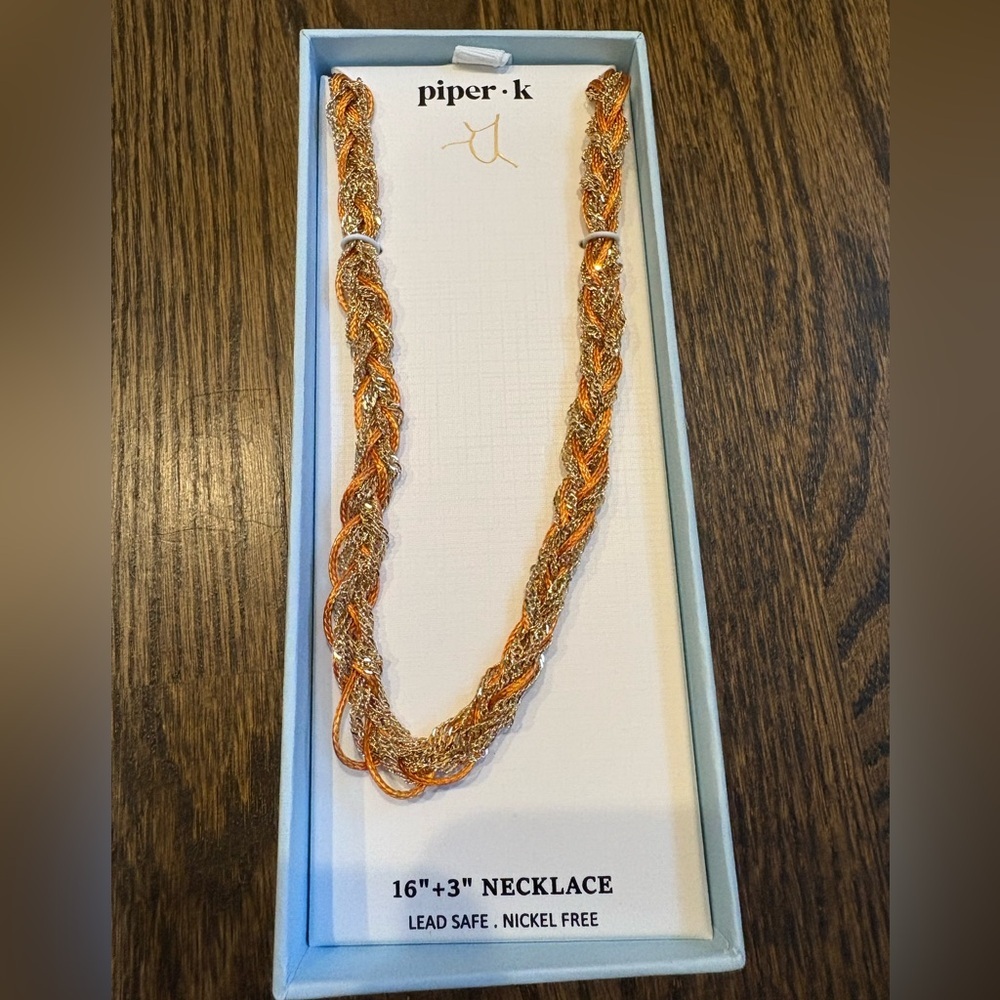 Orange/Gold Braided Statement Necklace